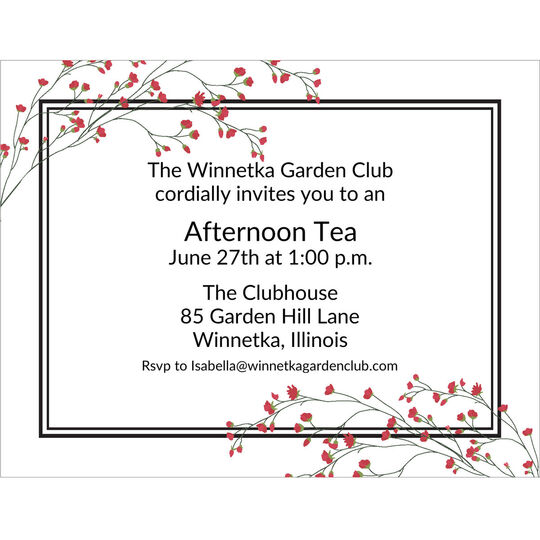 Red Tiny Blossoms Small Invitations